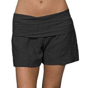 Black linen shorts